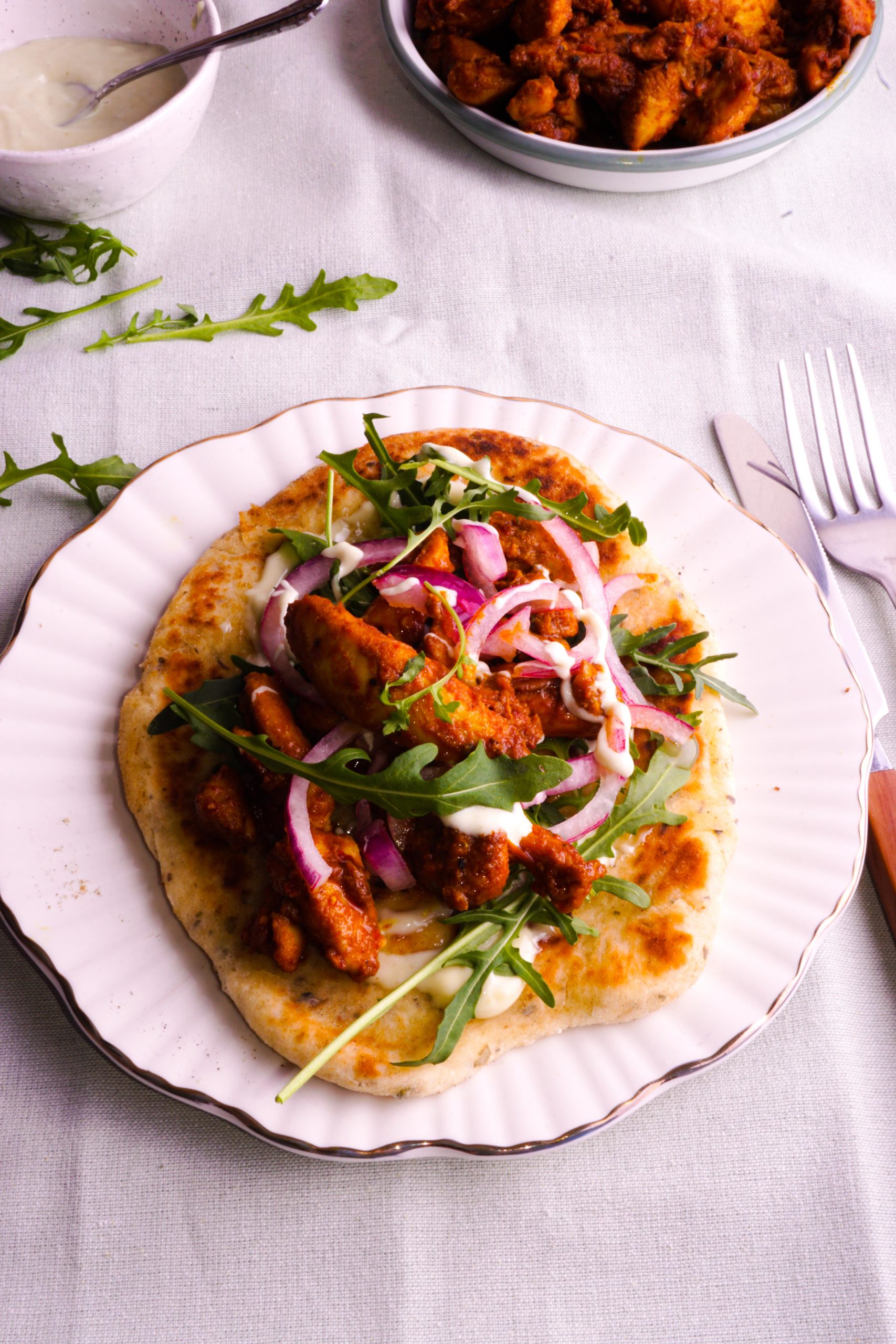 Flatbread met kurkuma kip Huisjeboompjefoodie